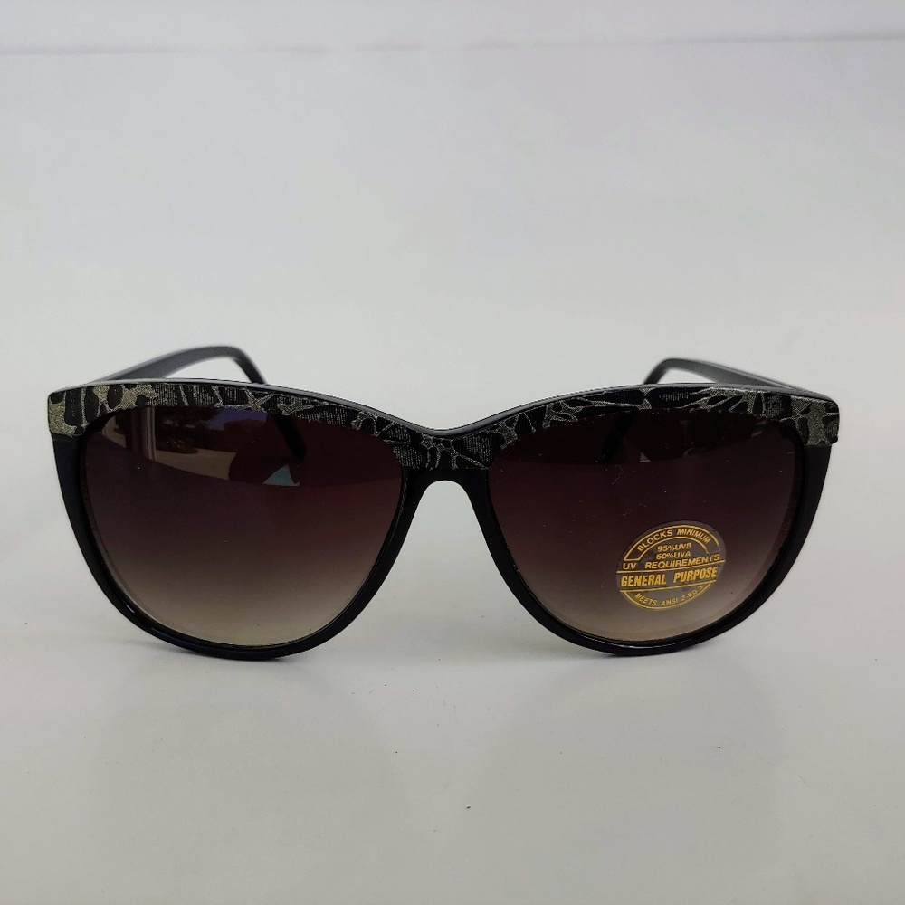 NWT Vintage 90's Acetate Lady High Fashion Sunglasses (Black/Gray)